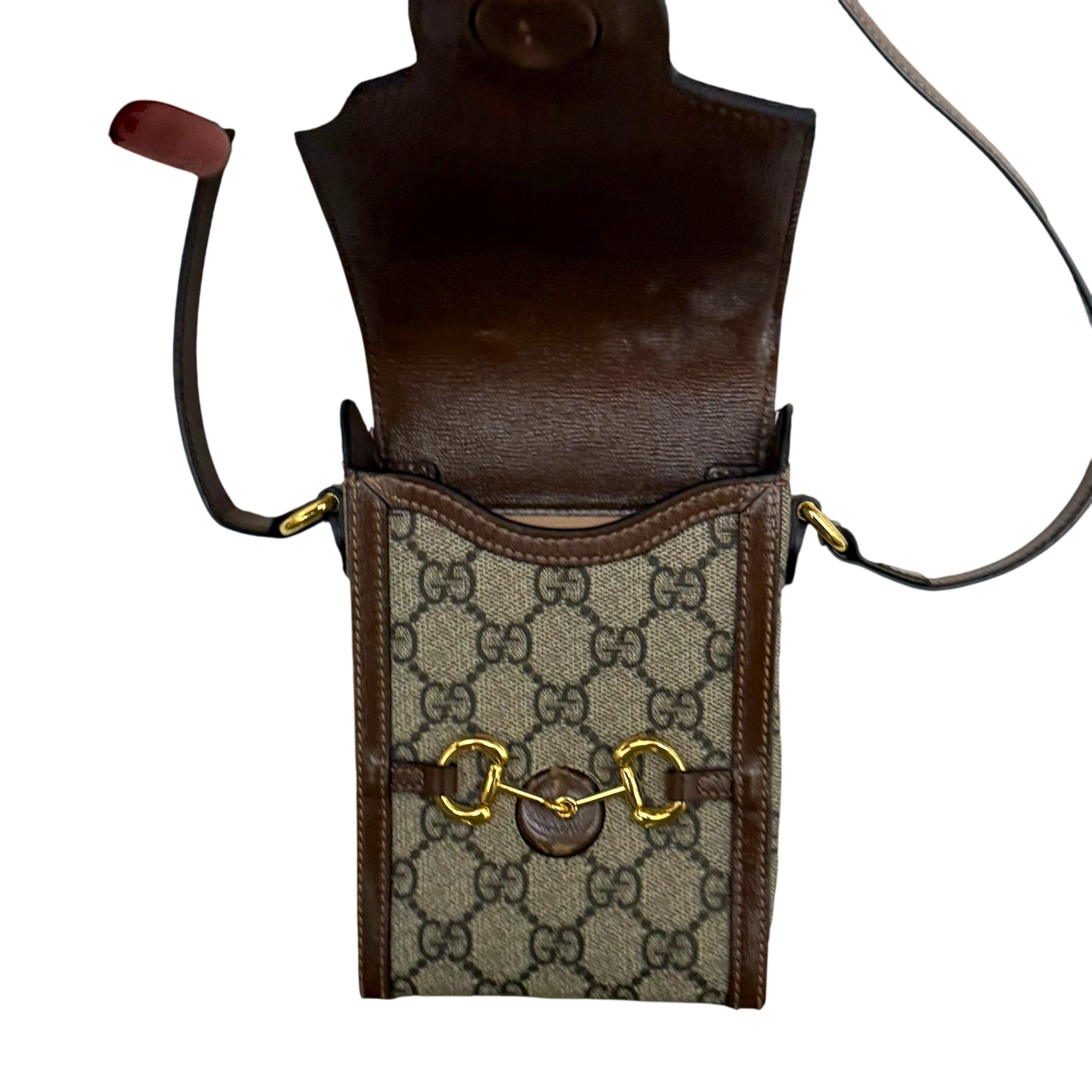 Gucci Horsebit 1955 Mini Leather Shoulder Bag Beige/Brown