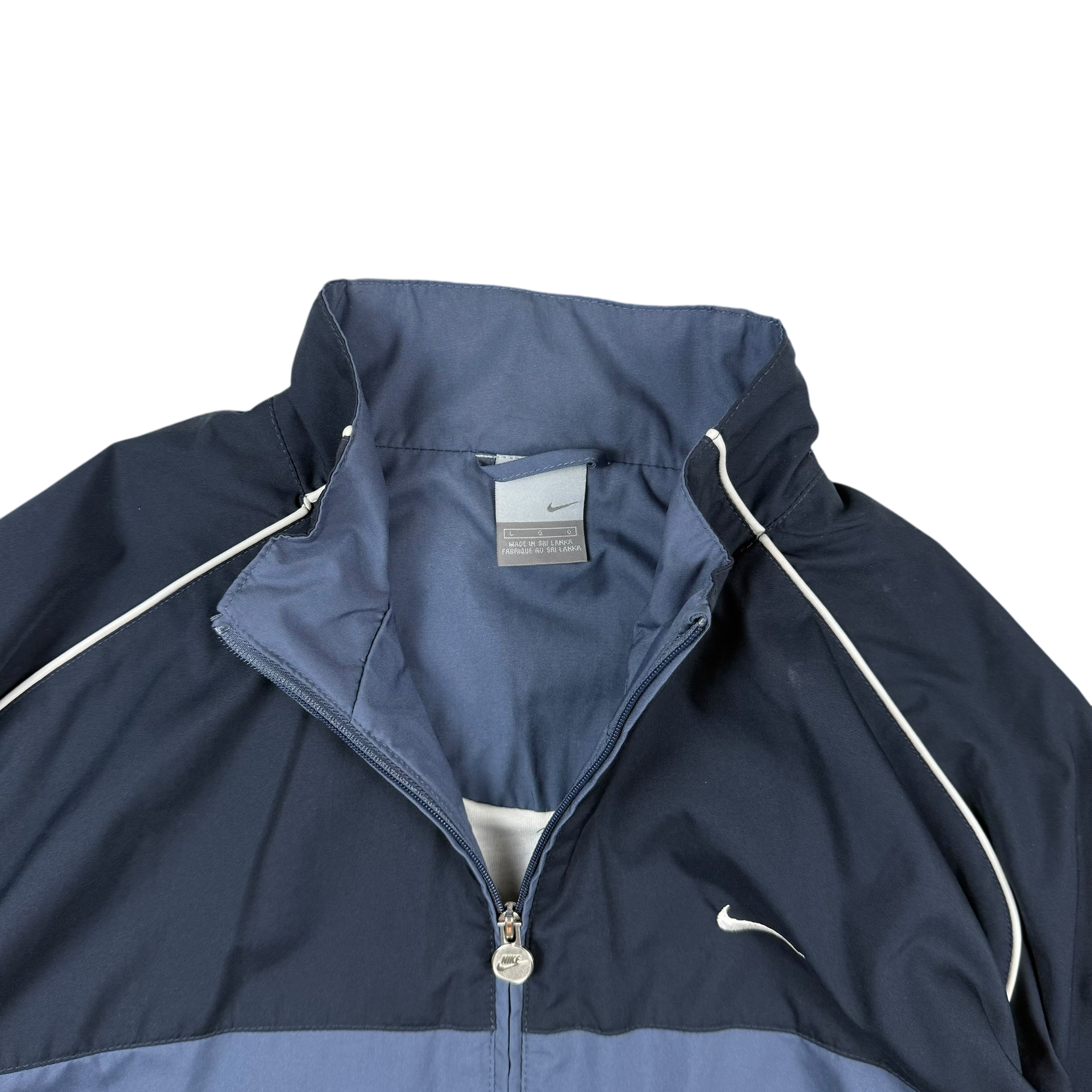 Nike 00s Embroidered Logo Piping Track Jacket Blue/Navy (part of set) (Size L)