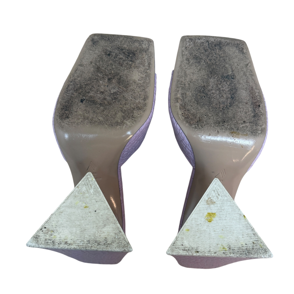 The Attico Devon Croc Pattern Leather Heels Pastel Pink (Size EU38)