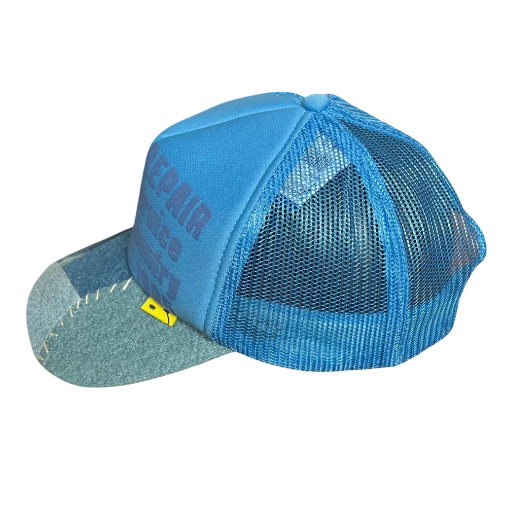 Kapital ‘Denim Repair Service’ Denim Reconstruction Trucker Cap Blue/Blue