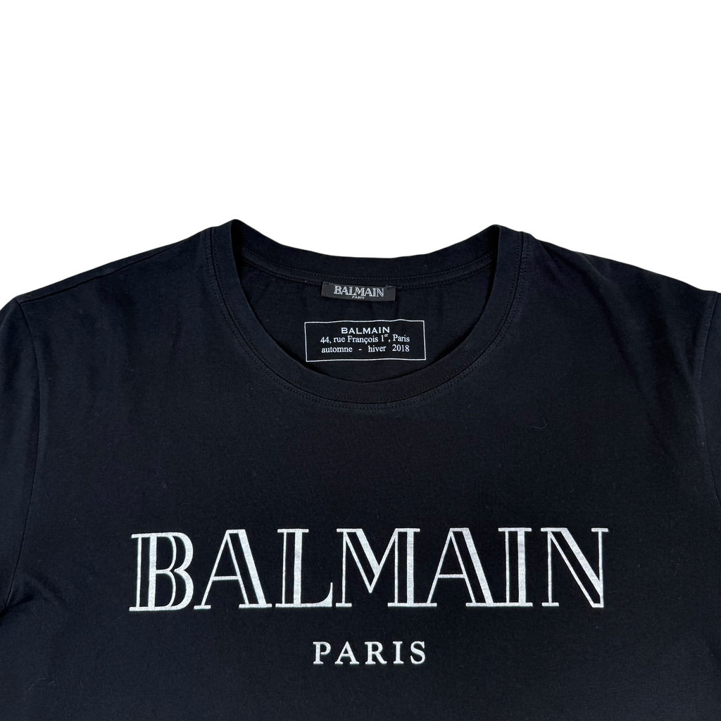 Balmain Paris Reflective Logo Straight Fit T-Shirt Black (Fits M-L)