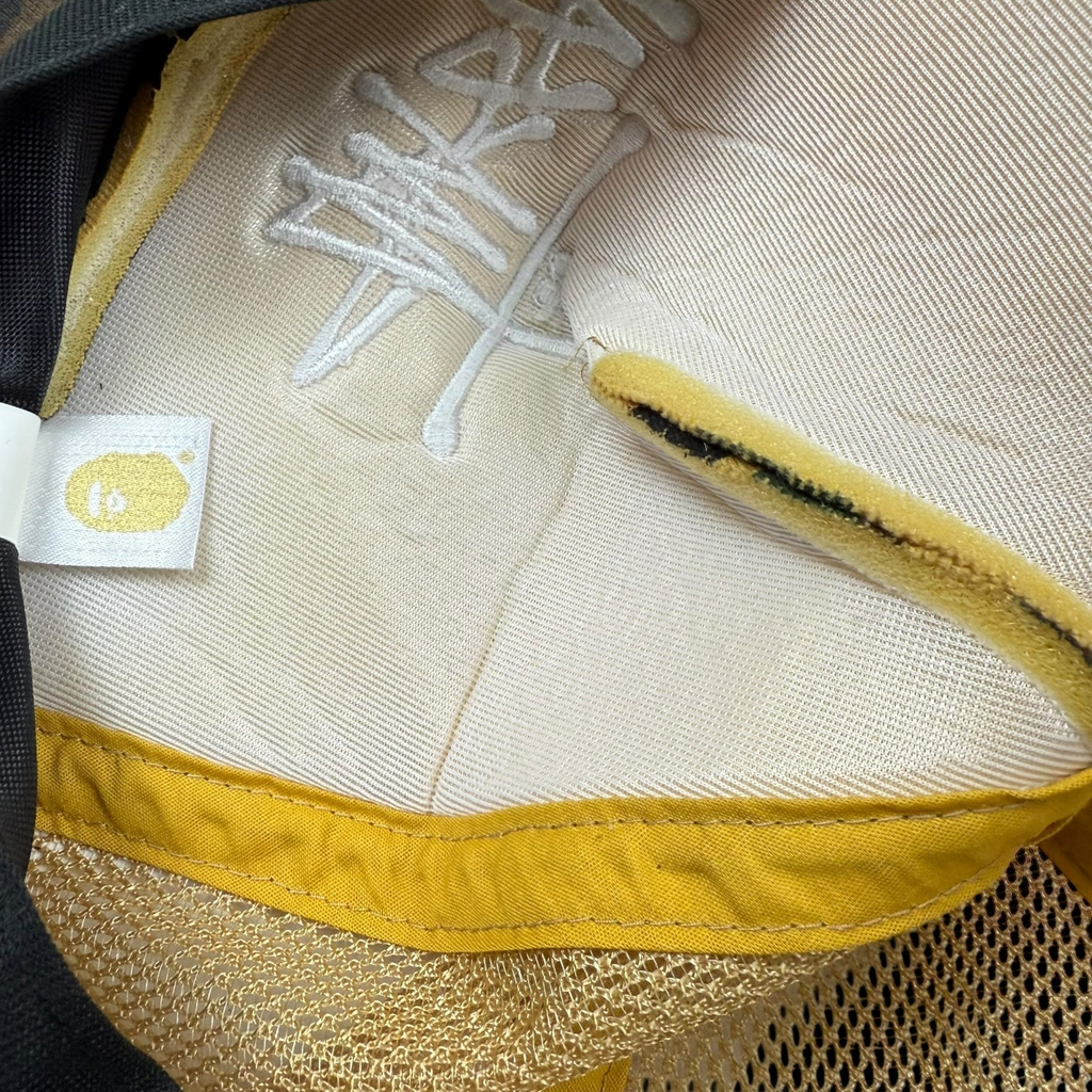 BAPE (A Bathing Ape) x Stussy Trucker Camo Cap Yellow