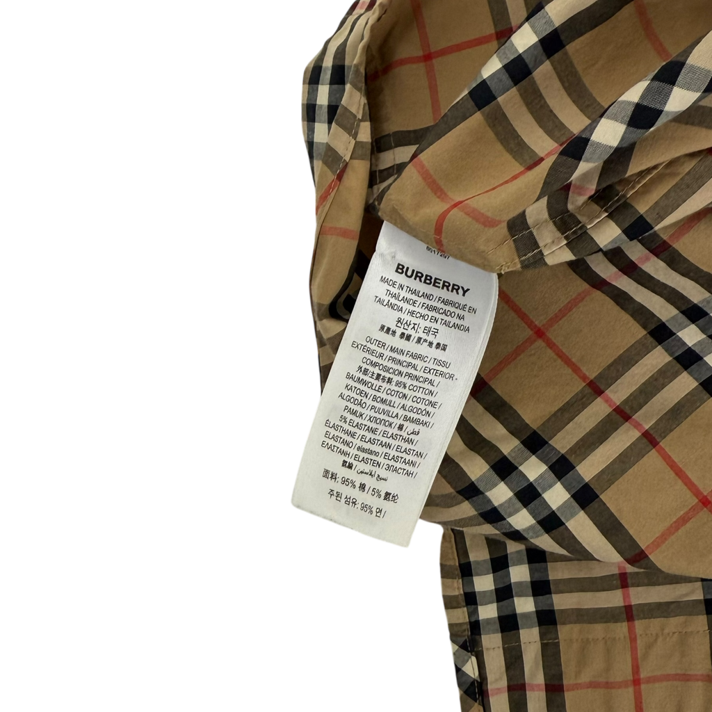 Burberry Nova Check Small Scale Stretch Cotton Shirt Beige (Size L)