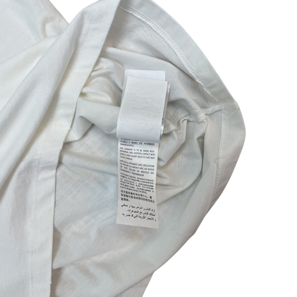 Gucci 2018 Logo Printed & Embroidered Cotton Distressed T-Shirt White (Size L)