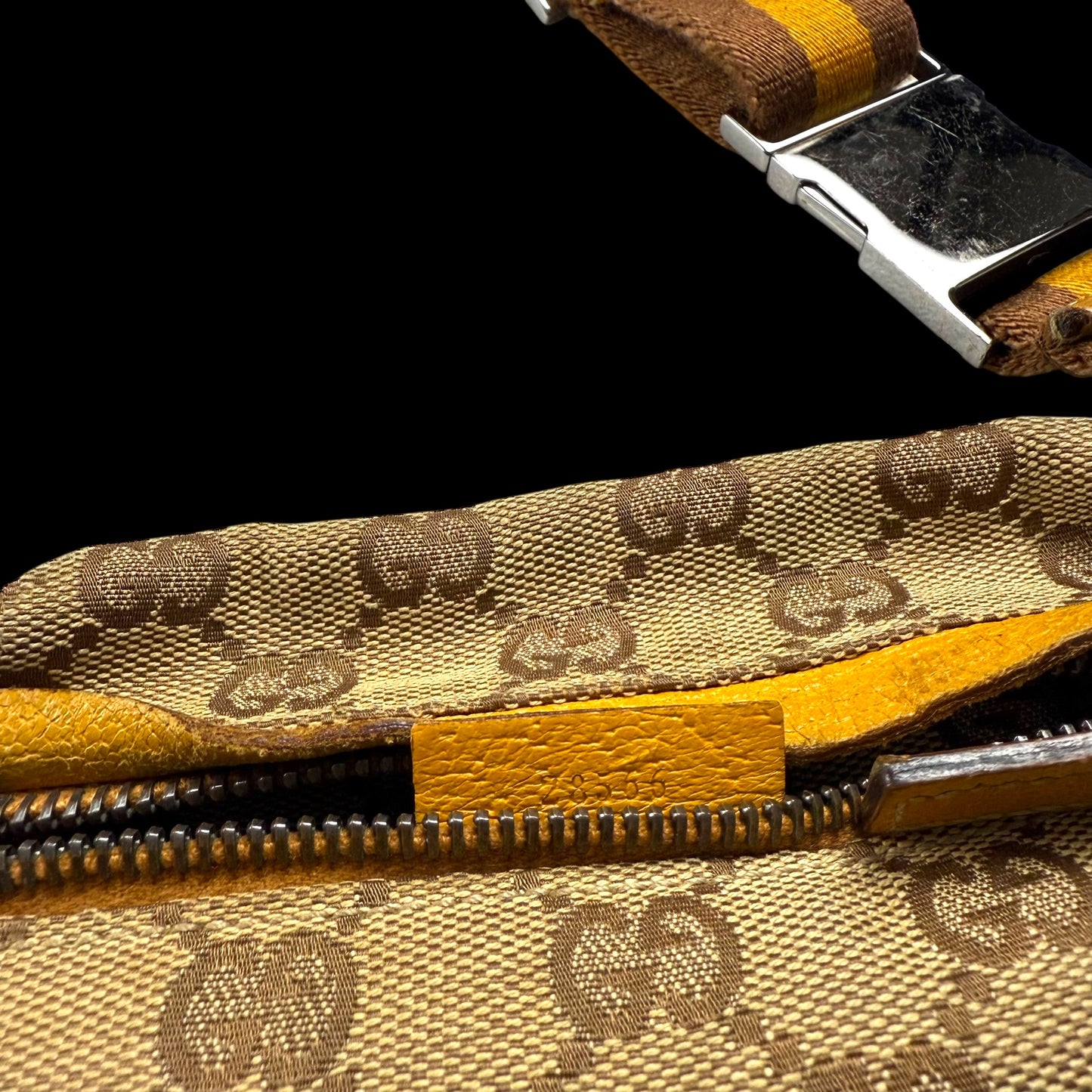 Gucci GG Canvas Web Double Pocket Belt Bag Brown/Orange