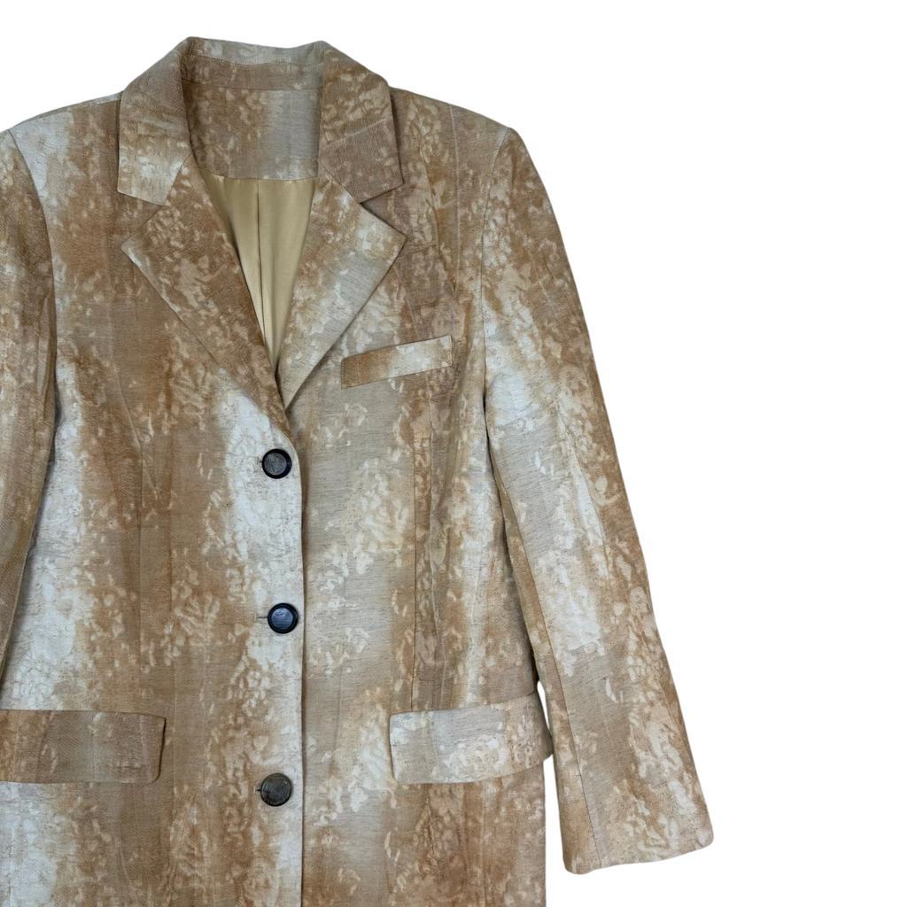 Iranatus Chou Linen Blend Coat Brown/White (Size 36)