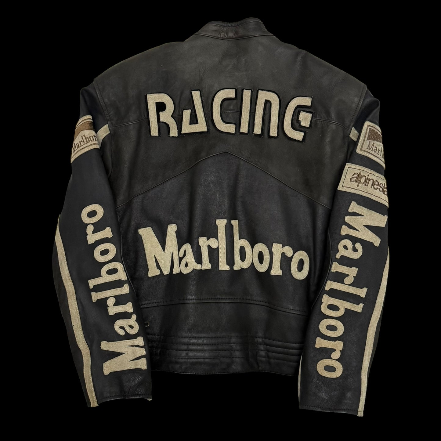 Marlboro 90s Leather Racing Jacket Black (fits L)