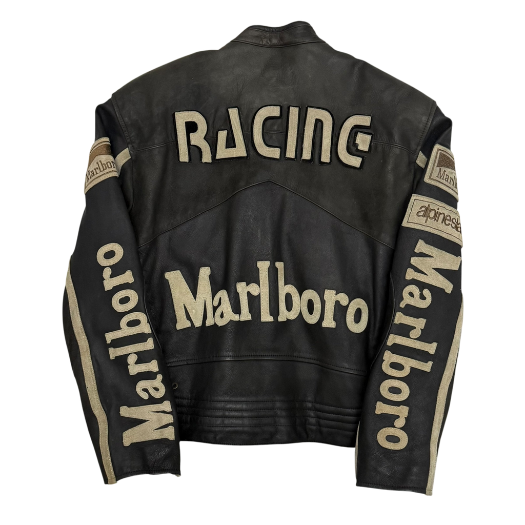 Marlboro 90s Leather Racing Jacket Black (fits L)