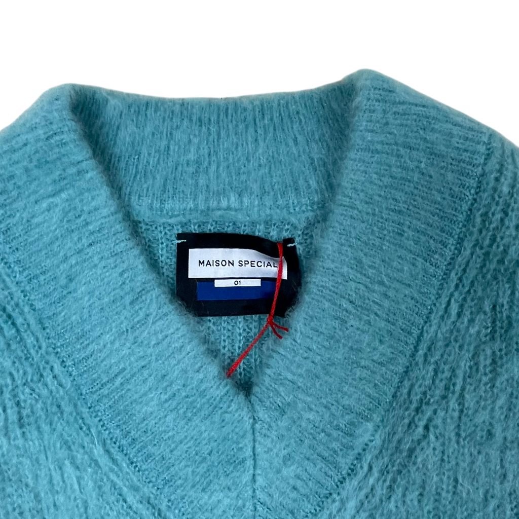 Maison Special Colour Block Knit Jumper Blue/Orange (Size 1)
