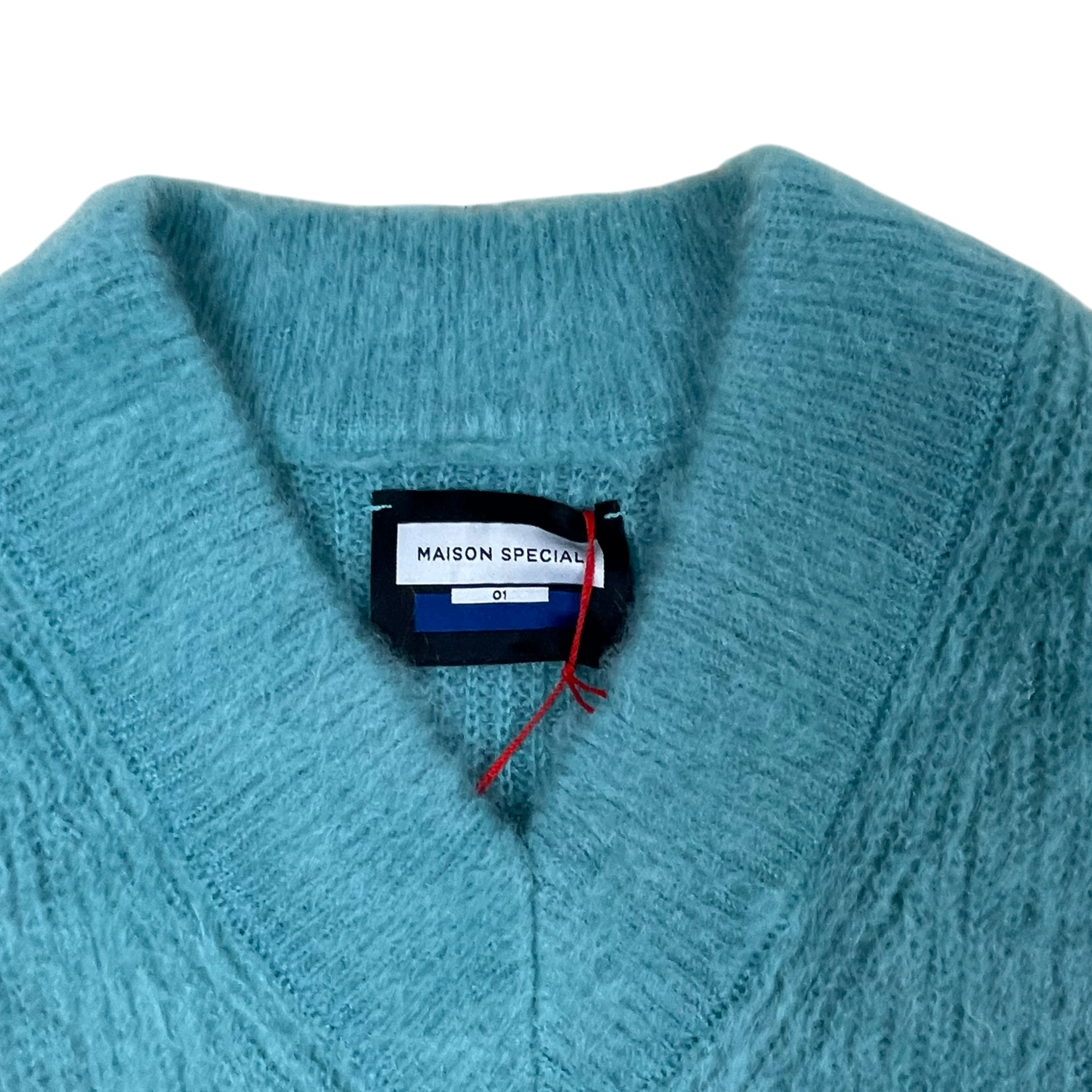 Maison Special Colour Block Knit Jumper Blue/Orange (Size 1)
