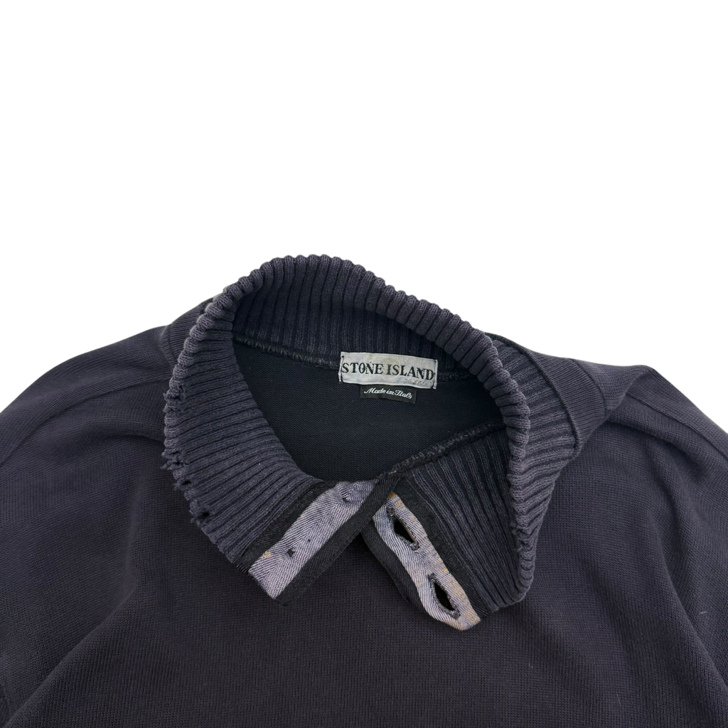 Stone Island 90s Collared Sweatshirt Navy (Fits XL-XXL)