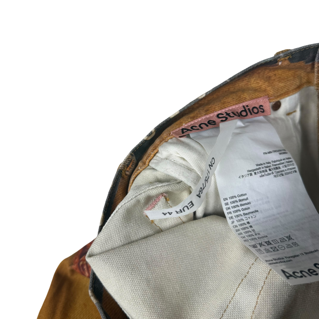 Acne Studios SS25 2006M Tromp L’oeil Stacked Belt Barrel-Leg Jeans Orange (Fits 30”)