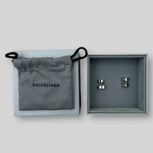 Balenciaga Logo-Engraved Heart Earrings 925 Silver