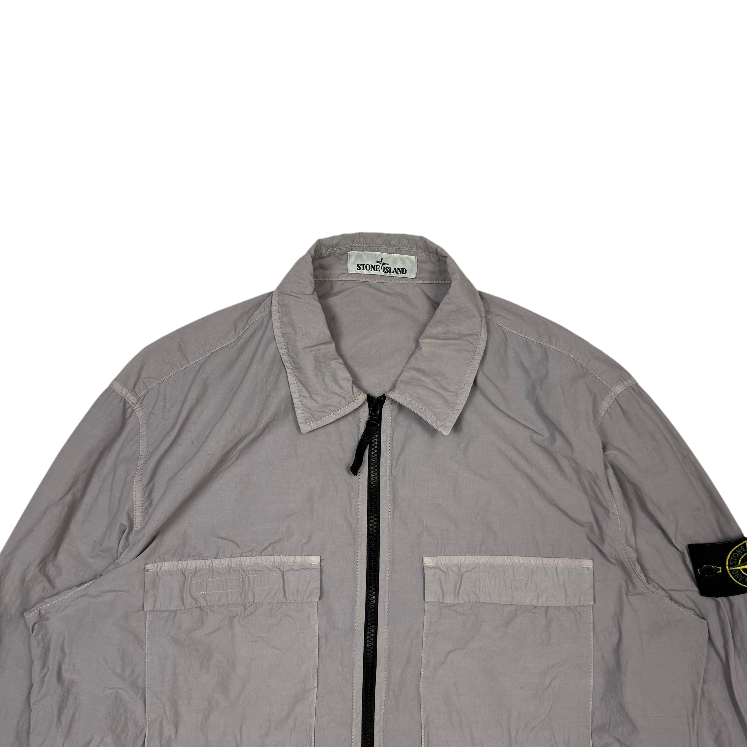 Stone Island Zip Up Utility Overshirt Grey (Size XL)