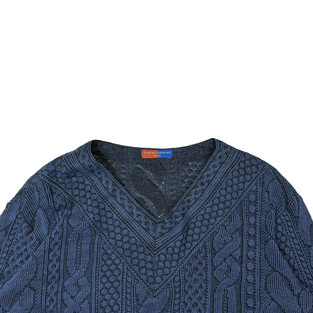 Opening Ceremony Wool Blend V-Neck Sweatshirt Blue (fits M-L)