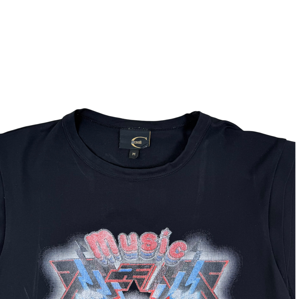 Roberto Cavalli 00s ‘Music Rockers Fan Club’ Tank Top Black (Size M Womens)