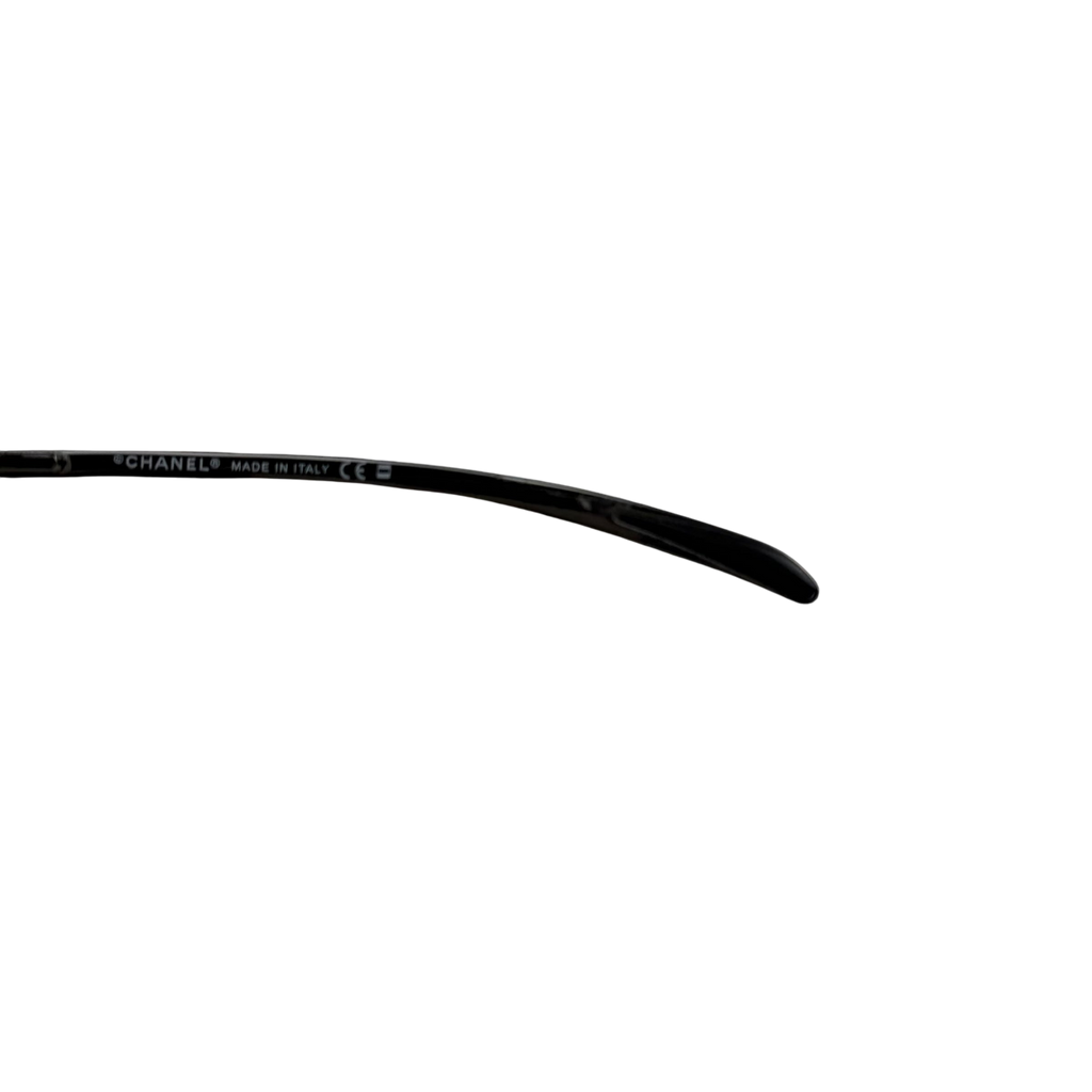 Chanel Rimless Shield Sunglasses Black/Petrol Blue