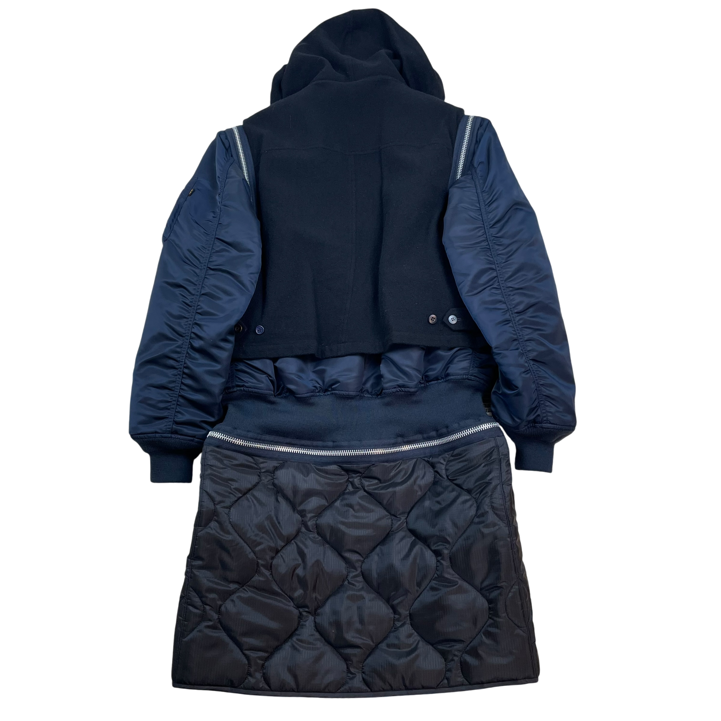 Undercover Jun Takahashi x Alpha Industries 3-Way Docking Wool Shrink MA-1 Coat Navy/Black (Size 3/L)
