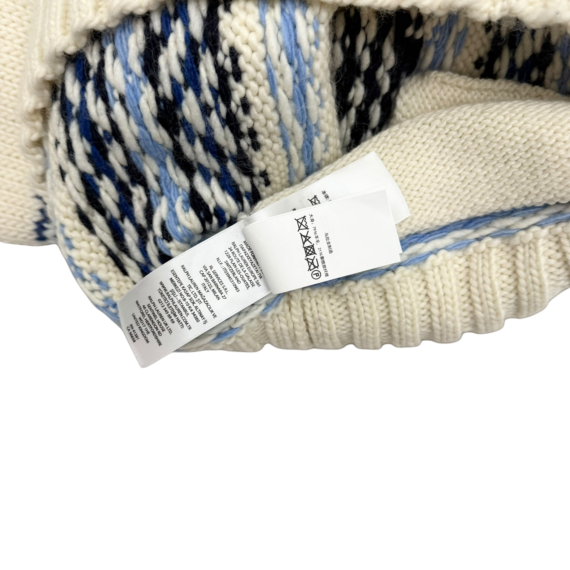 Polo Ralph Lauren Graphic Wool-Blend Full-Zip Cardigan Cream (Size M)