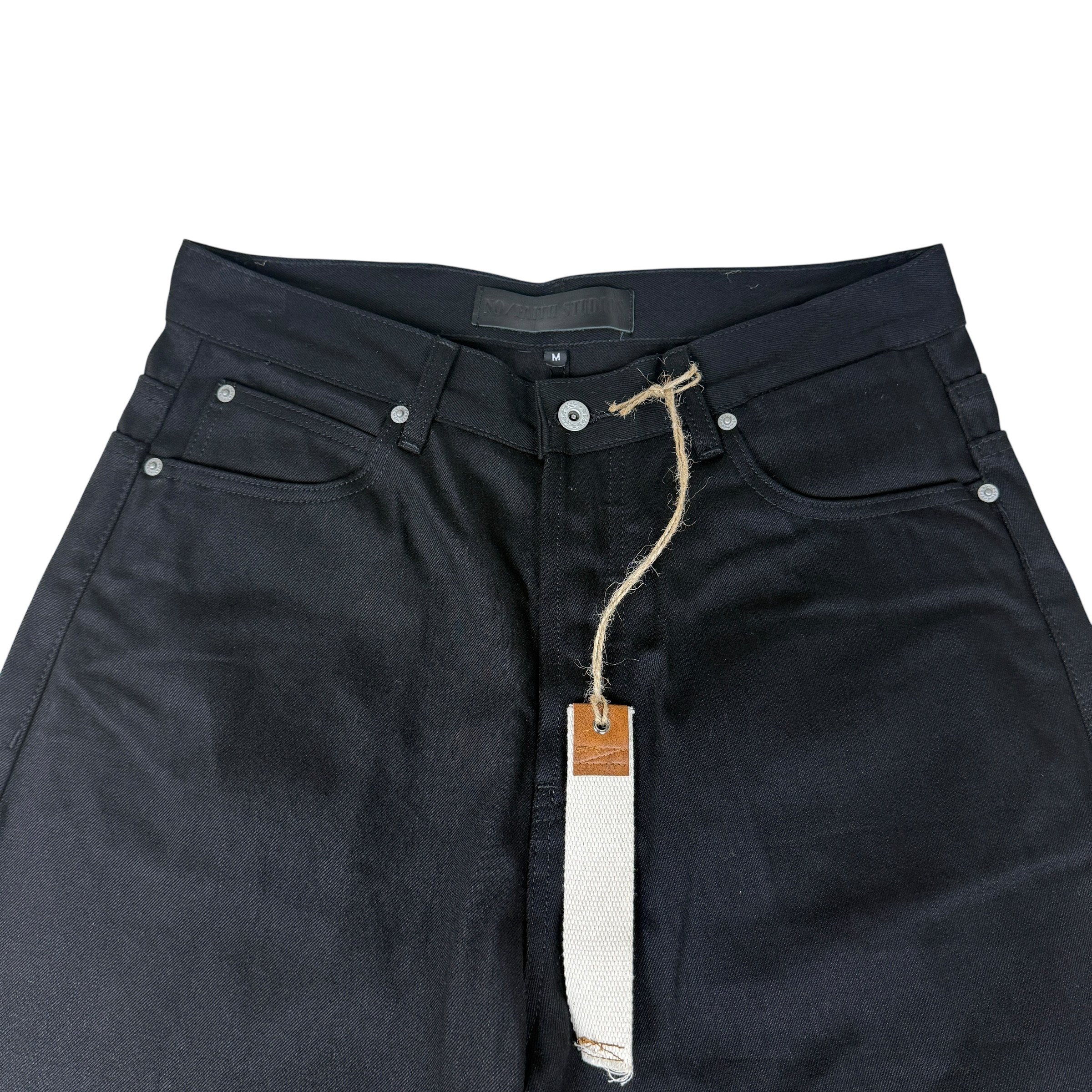 NO/FAITH STUDIOS Japanese Selvedge Ultra Loose Denim Jeans Black (Size M)