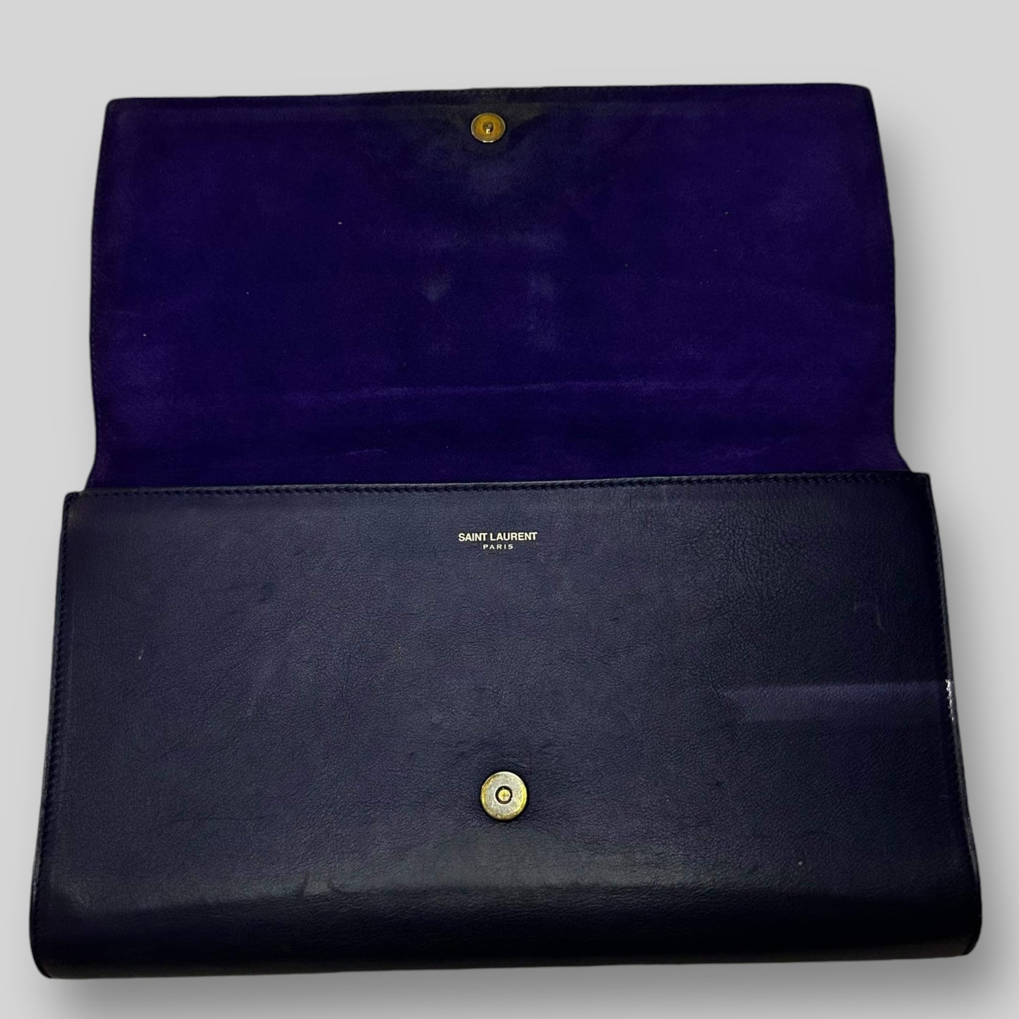 Vintage Yves Saint Laurent Leather Y-Ligne Chyc Clutch Navy