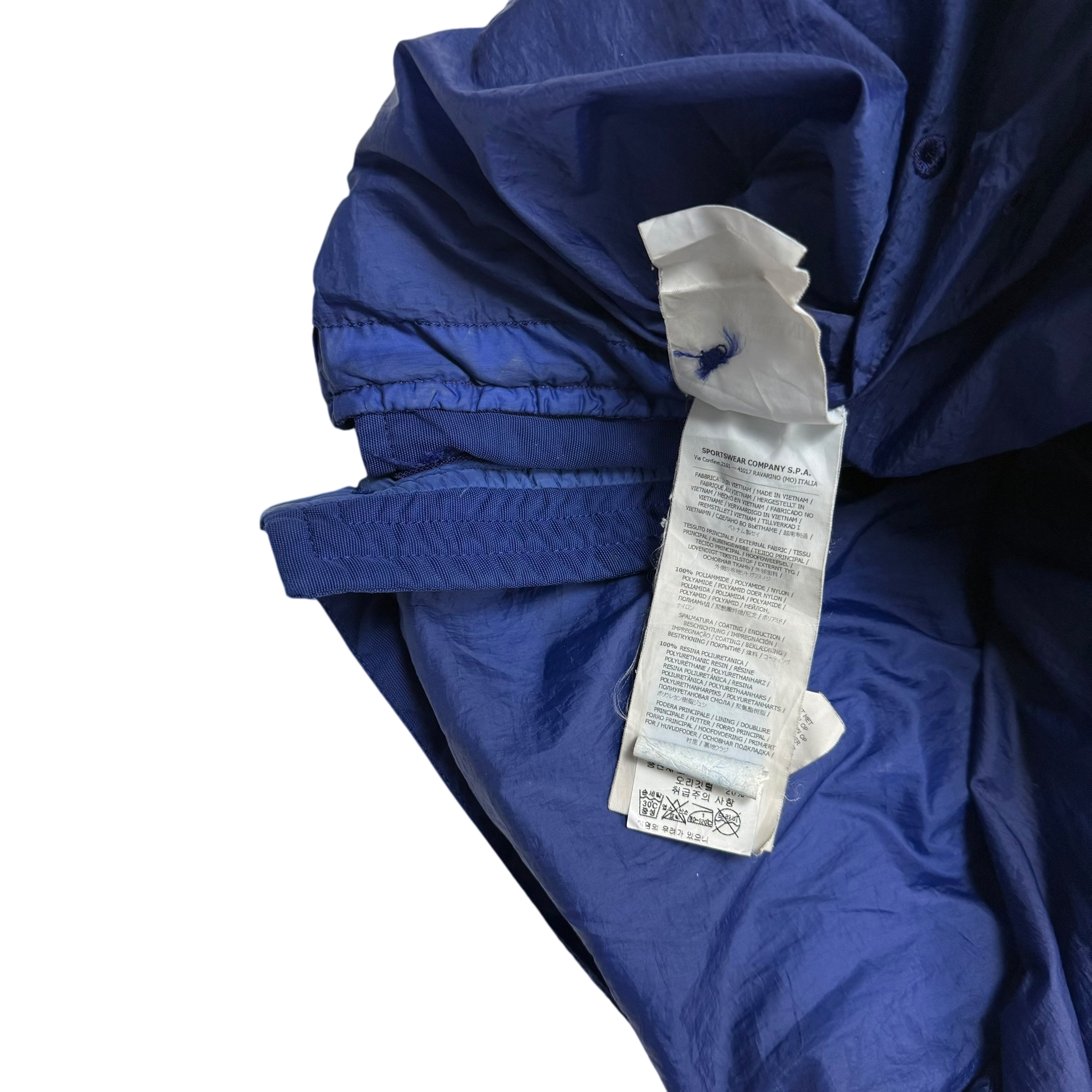 Stone Island Junior Crinkle Nylon Hooded Down Jacket Two-tone Blue (Size 14)