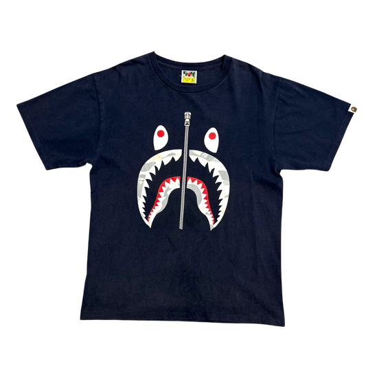 BAPE (A Bathing Ape) Shark T-Shirt Navy (Fits L-XL)