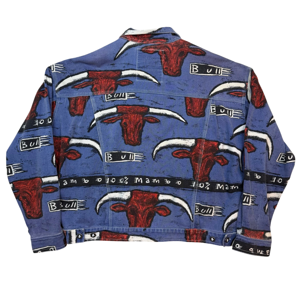 Mambo 90s Bull Print Denim Jacket (Size L)