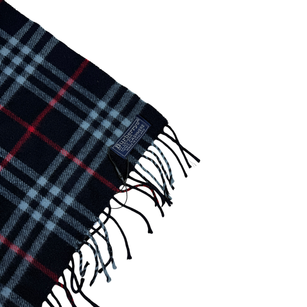 Burberry 90s Cashmere Nova Check Scarf Navy