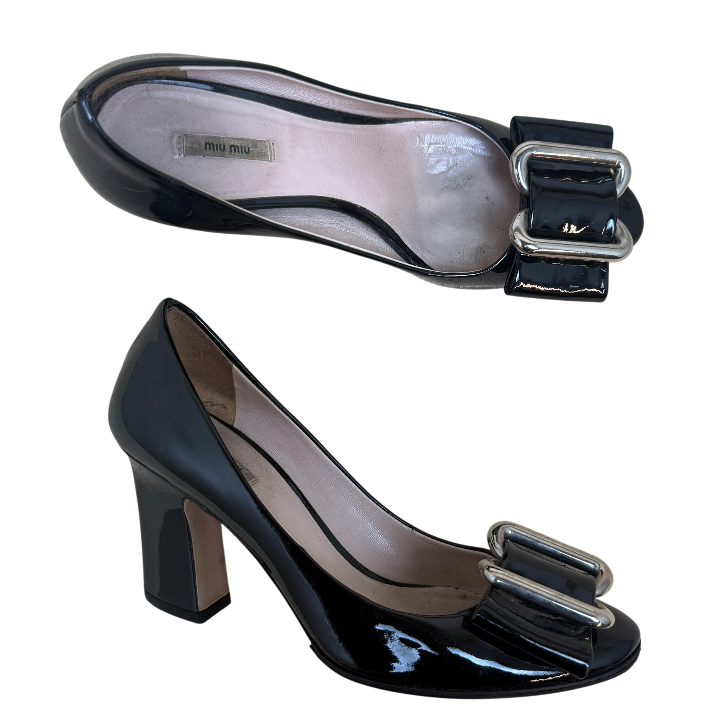 Miu Miu Patent Leather Bow Pumps Black (Size EU36.5)