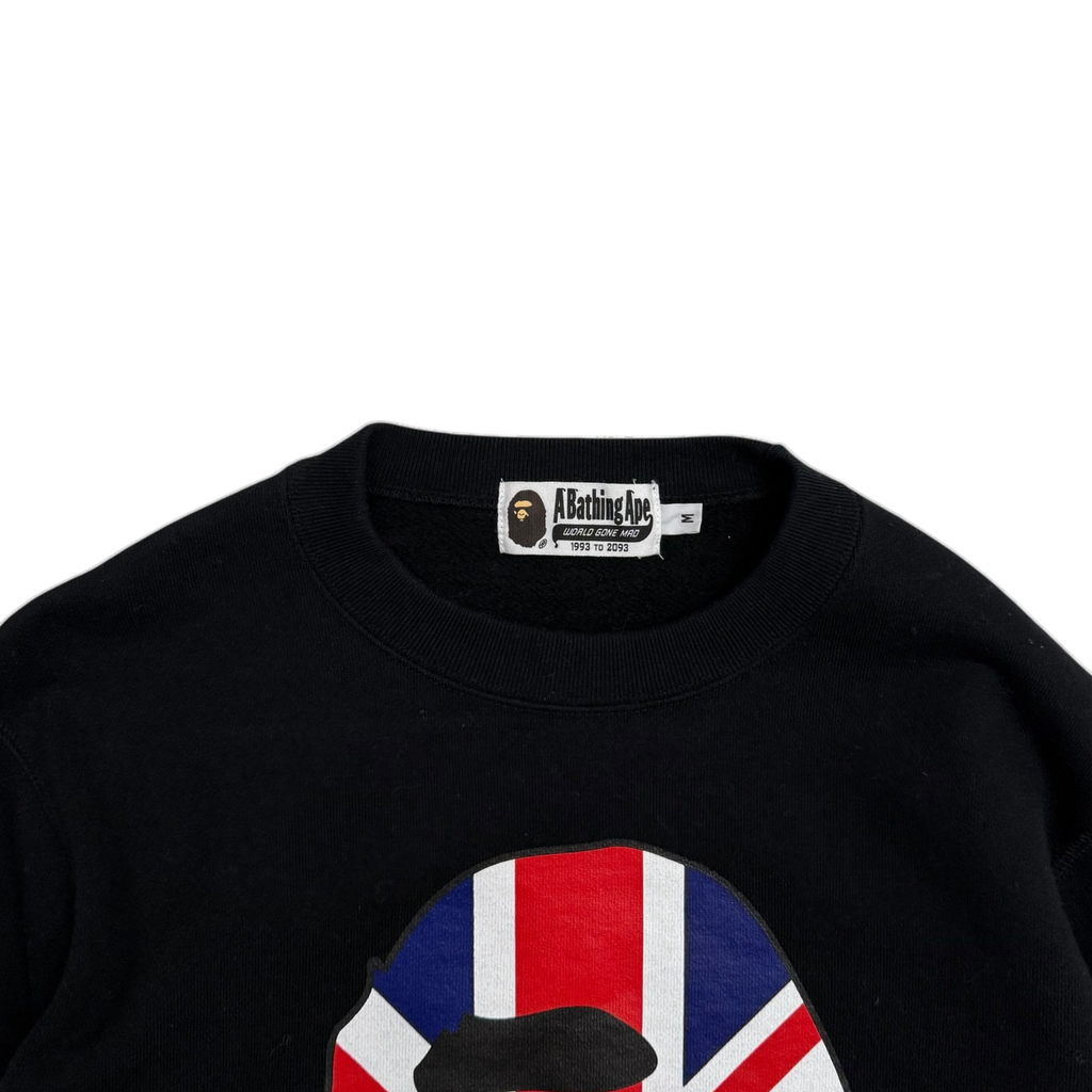 BAPE (A Bathing Ape) 2014 Union Jack Ape Sweatshirt Black (Fits S-M)