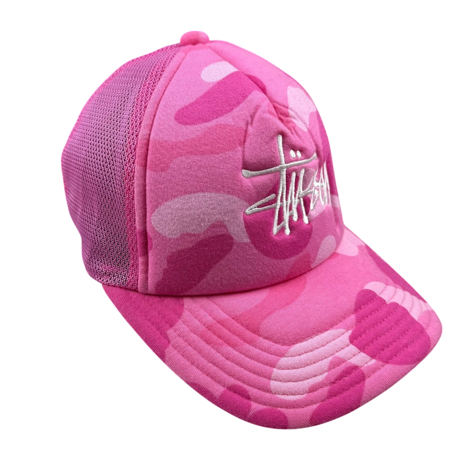 BAPE (A Bathing Ape) x Stussy Trucker Cap Camo Pink