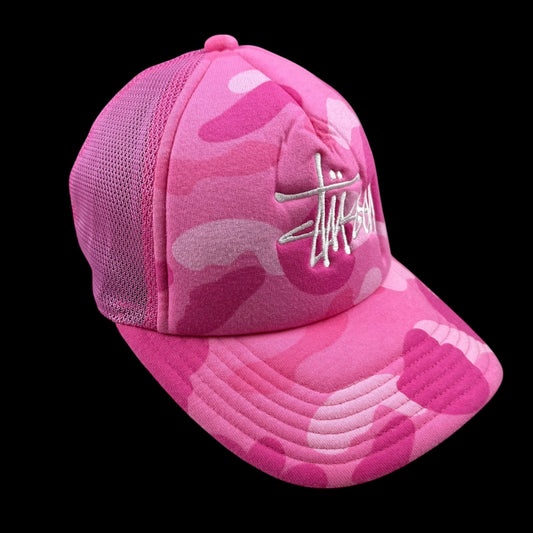 BAPE (A Bathing Ape) x Stussy Trucker Cap Camo Pink