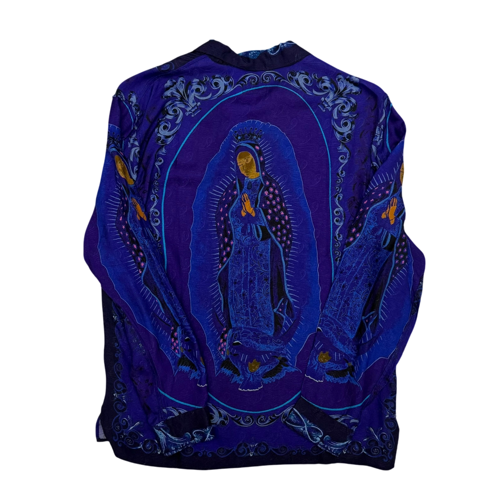 Kapital Virgin Mary Rayon Open Collar LS Shirt Purple / Blue (Size 2)