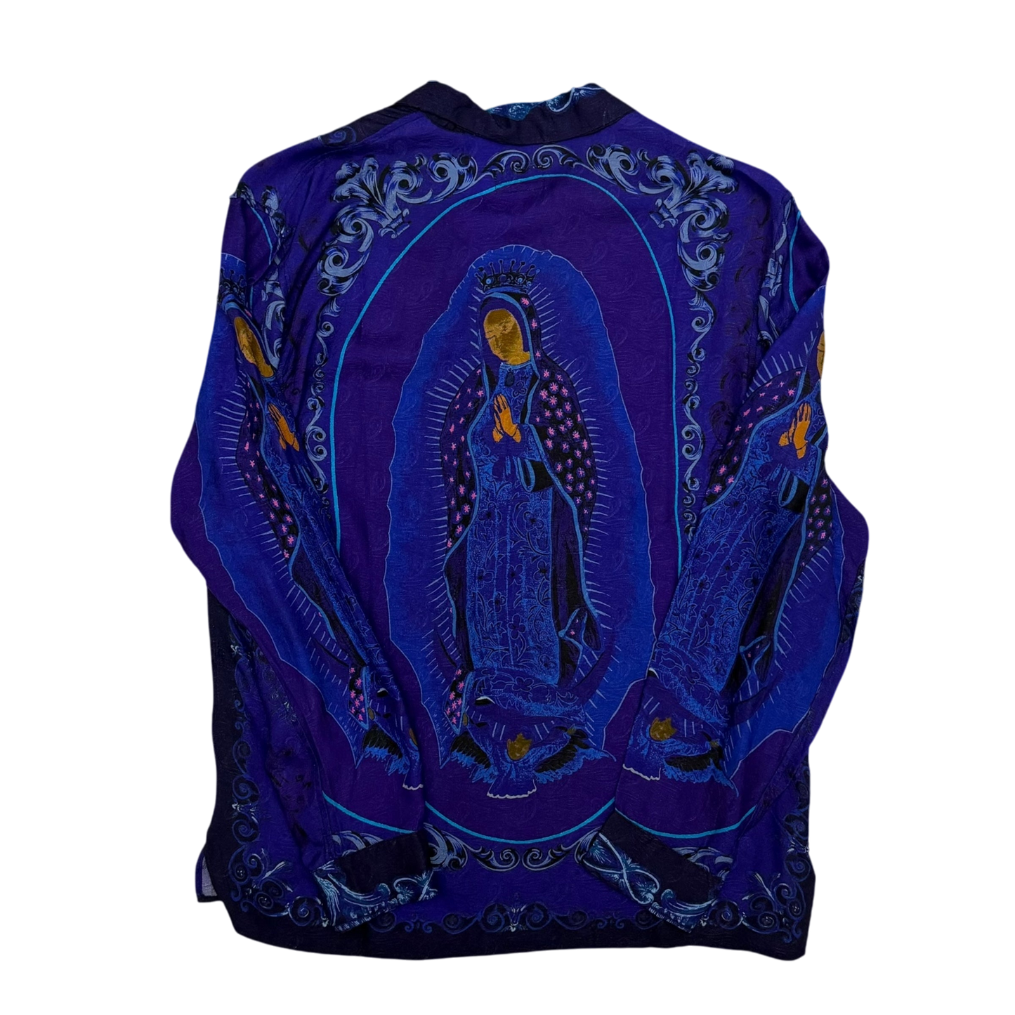 Kapital Virgin Mary Rayon Open Collar LS Shirt Purple / Blue (Size 2)