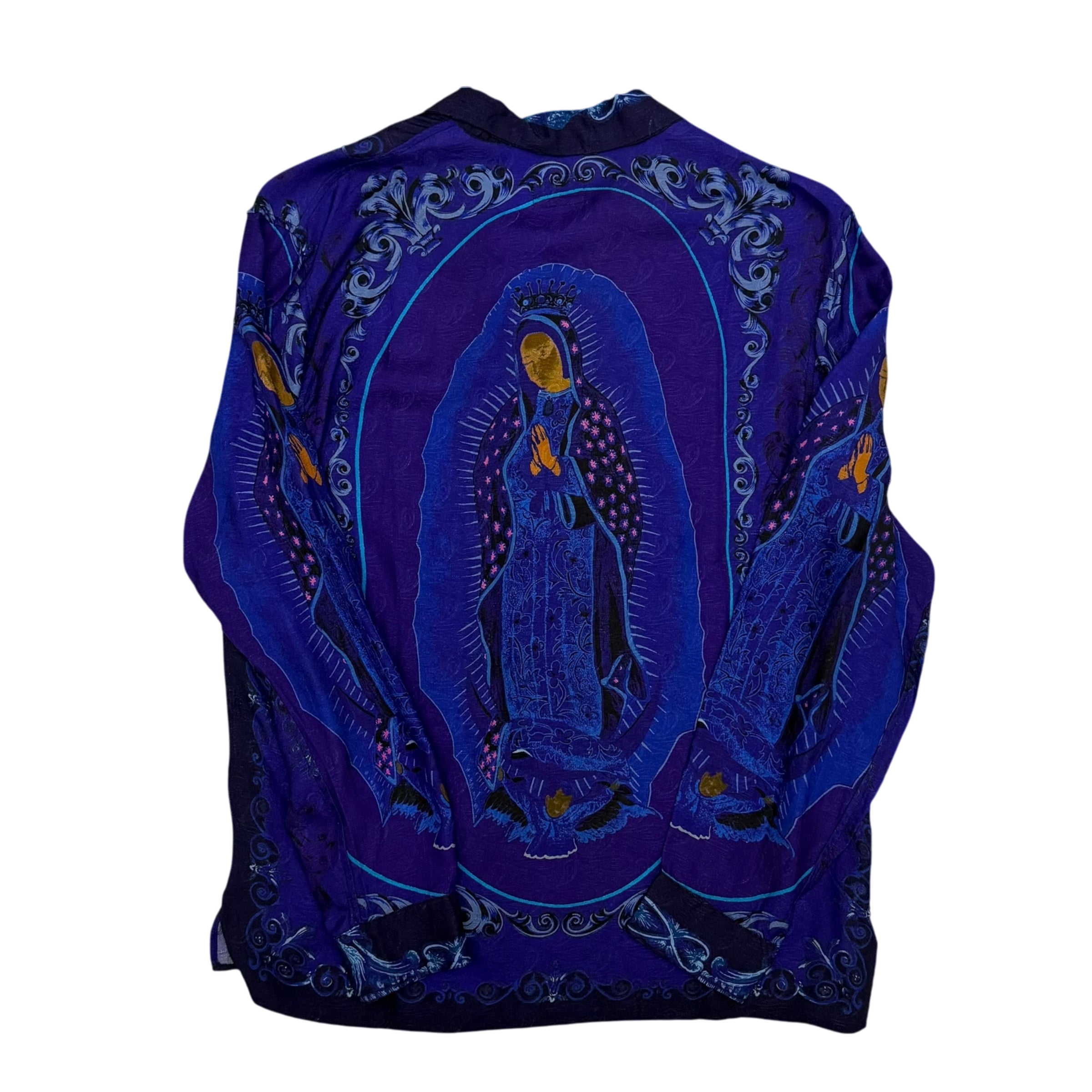 Kapital Virgin Mary Rayon Open Collar LS Shirt Purple / Blue (Size 2)