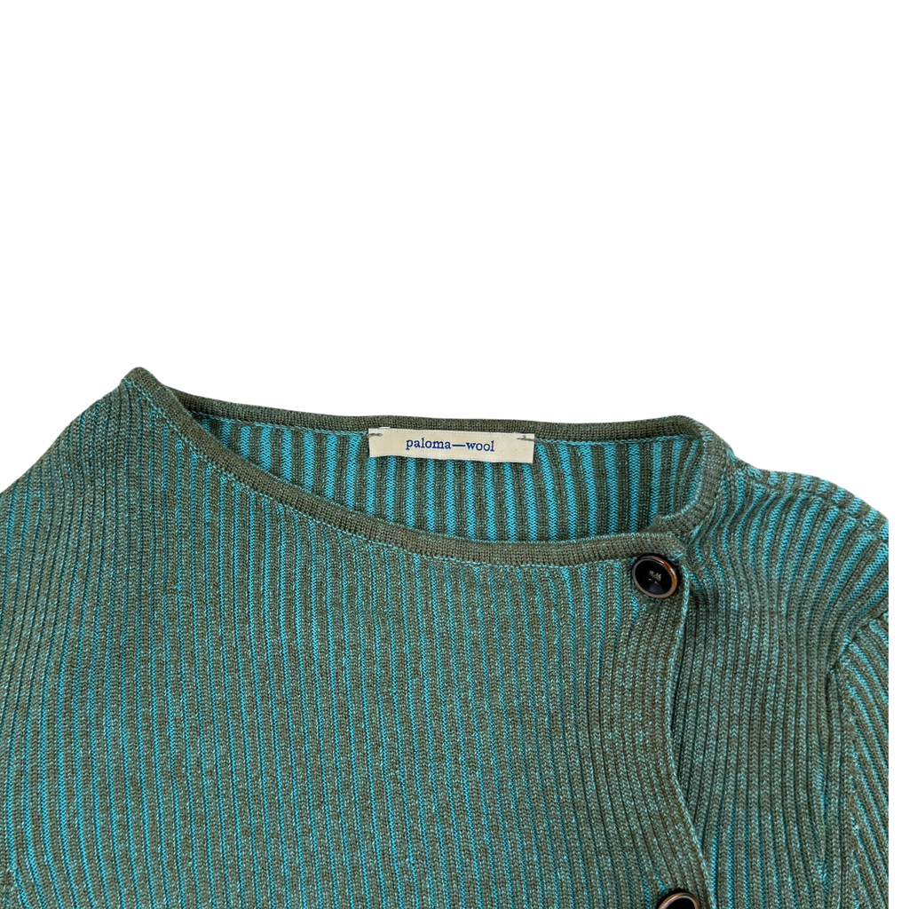 Paloma Wool Zaha Ribbed Asymmetrical Cardigan Green (Size S Womens)