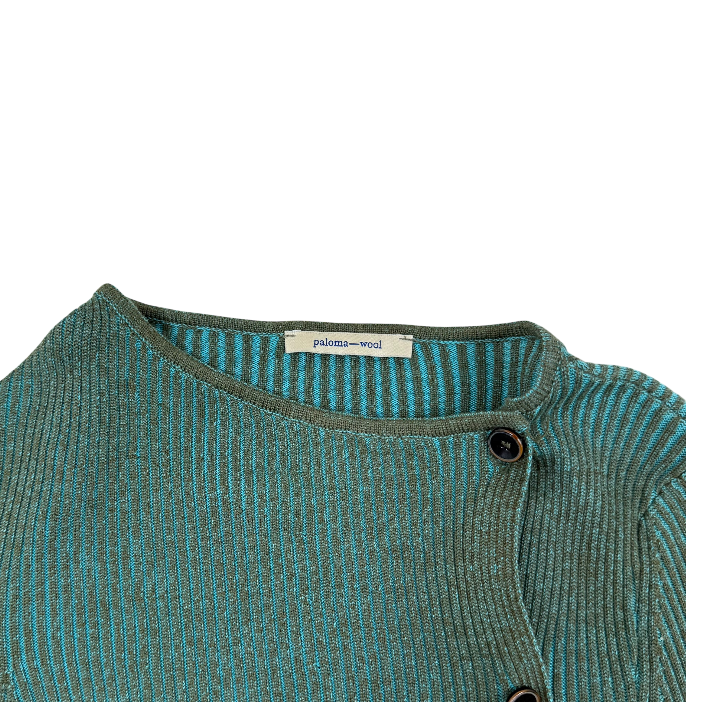 Paloma Wool Zaha Ribbed Asymmetrical Cardigan Green (Size S Womens)