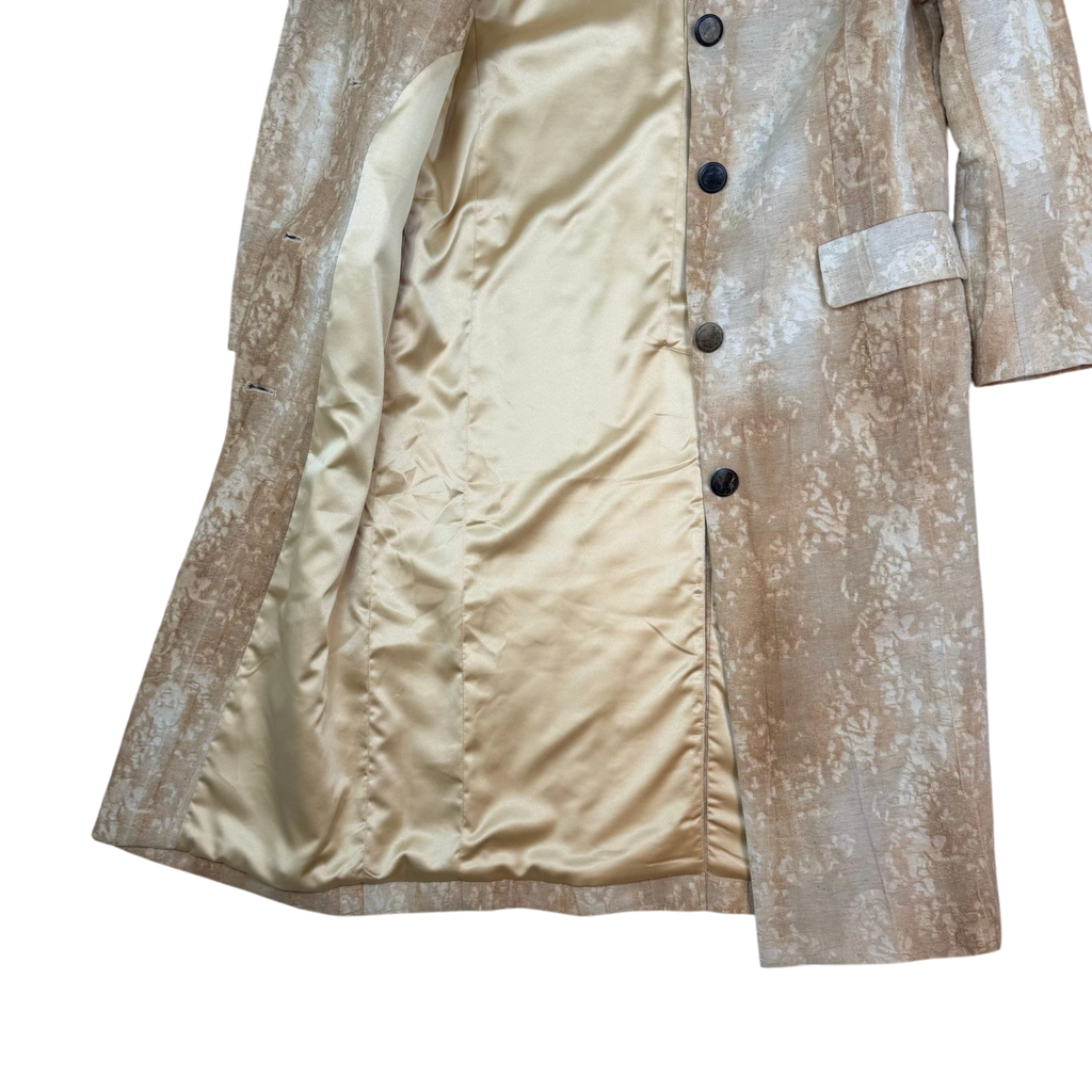 Iranatus Chou Linen Blend Coat Brown/White (Size 36)