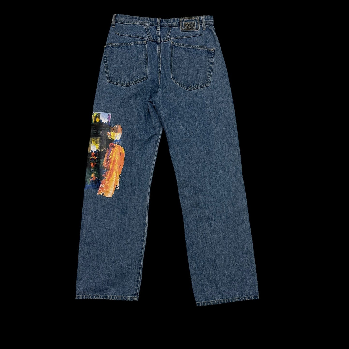 Marithé François Girbaud 2000s Straight Leg Koi Fish Print Jeans (Fits 33”)