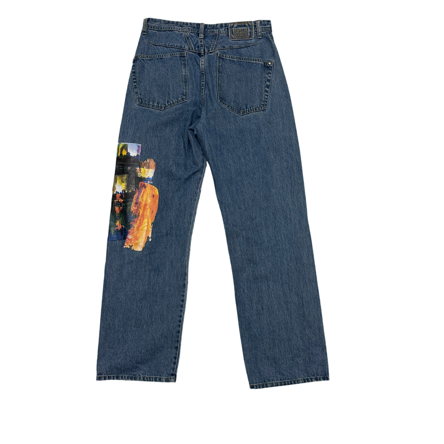Marithé François Girbaud 2000s Straight Leg Koi Fish Print Jeans (Fits 33”)