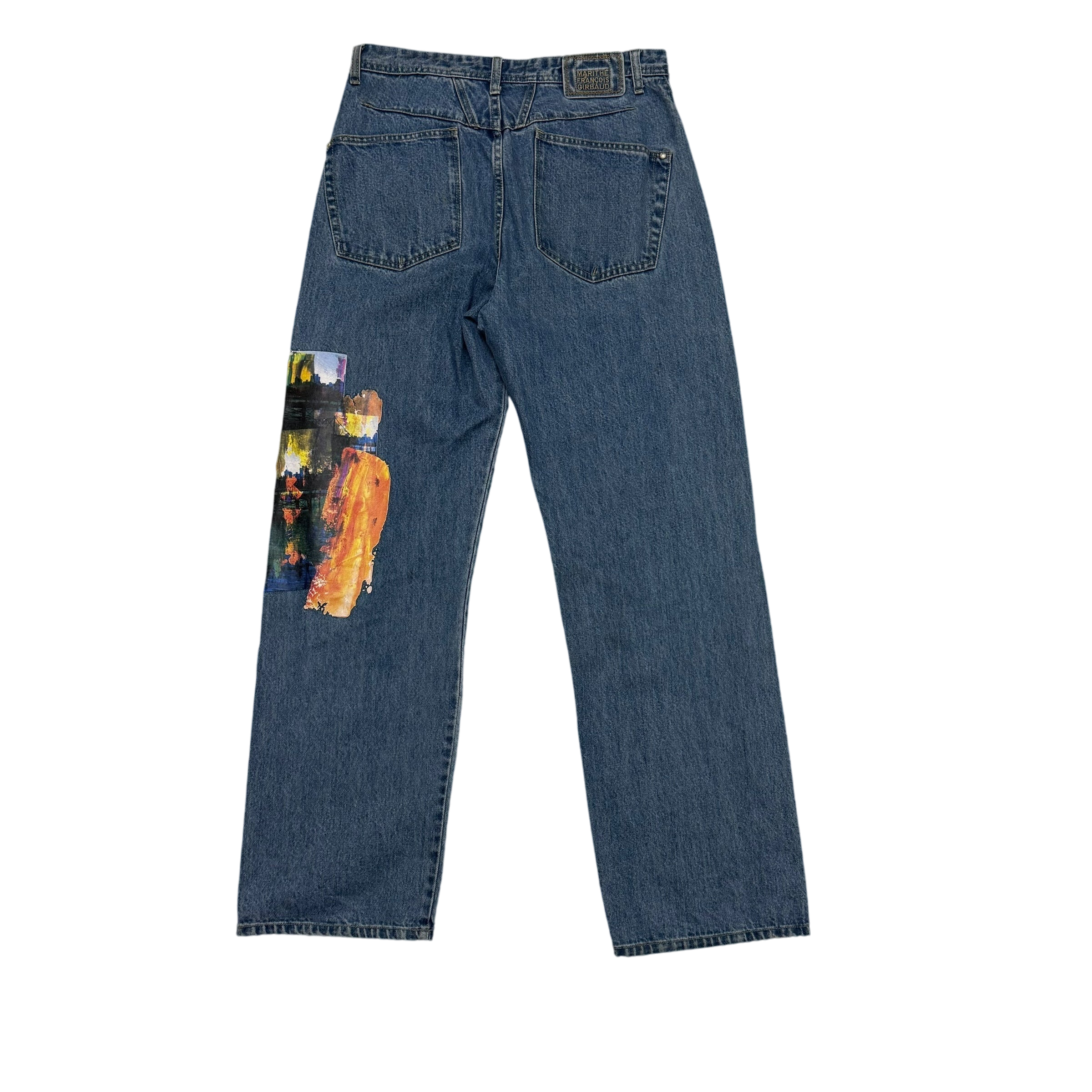 Marithé François Girbaud 2000s Straight Leg Koi Fish Print Jeans (Fits 33”)