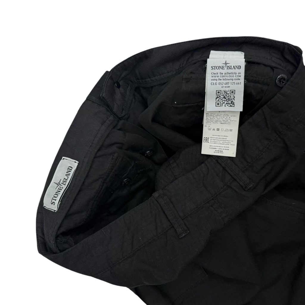 Stone Island Type RE-T Heavy Cotton-Ripstop Cargo Pants Black (Size 32”)