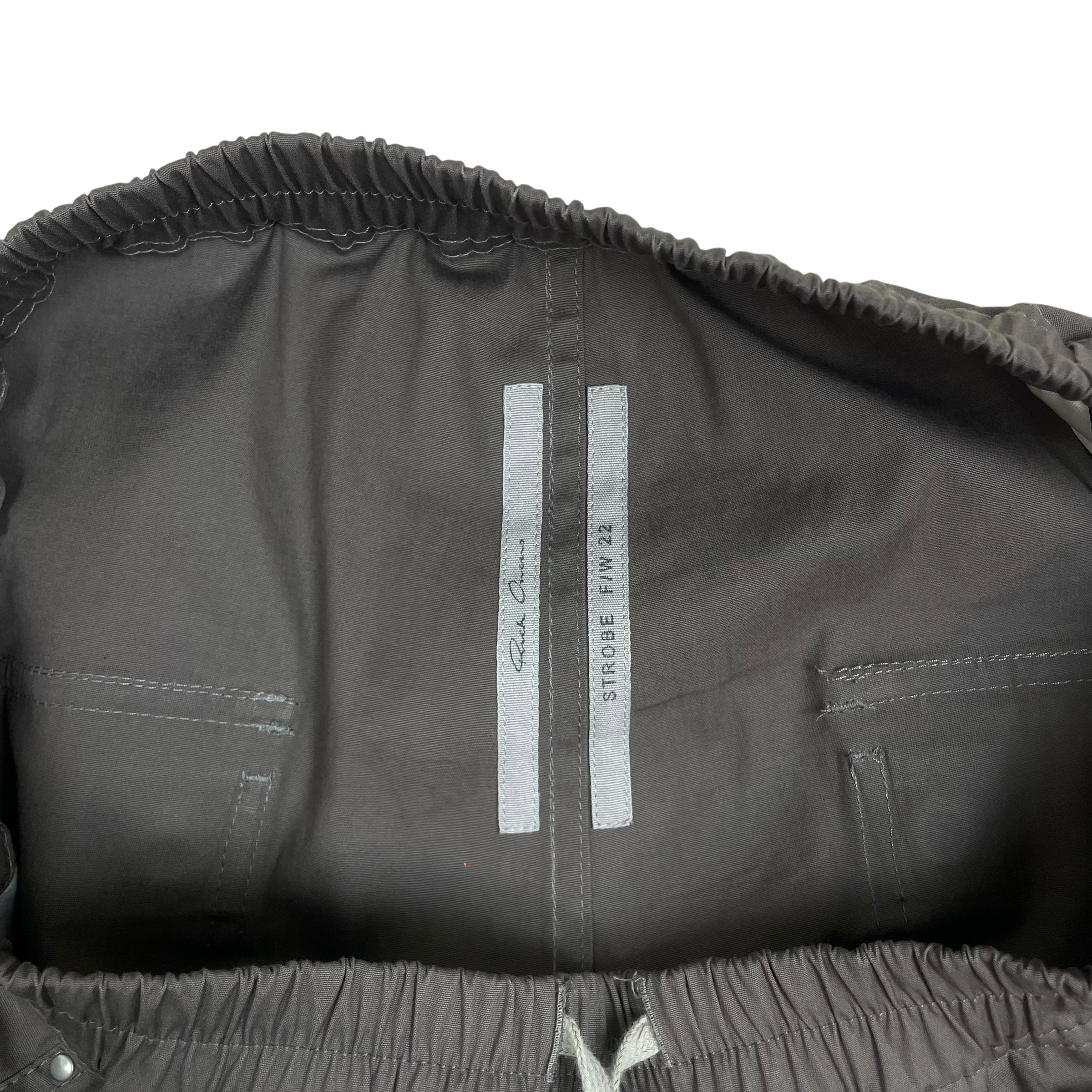 Rick Owens FW22 Strobe Bela Drop Crotch Nylon Zip Trousers ‘Dust’ Grey (Size 50/L)