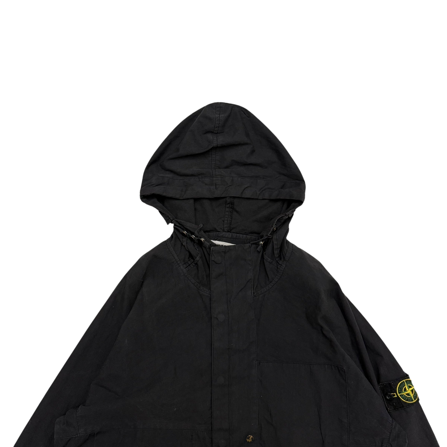 Stone Island SS 2004 Black Raso Gommato Jacket Black (Size L)