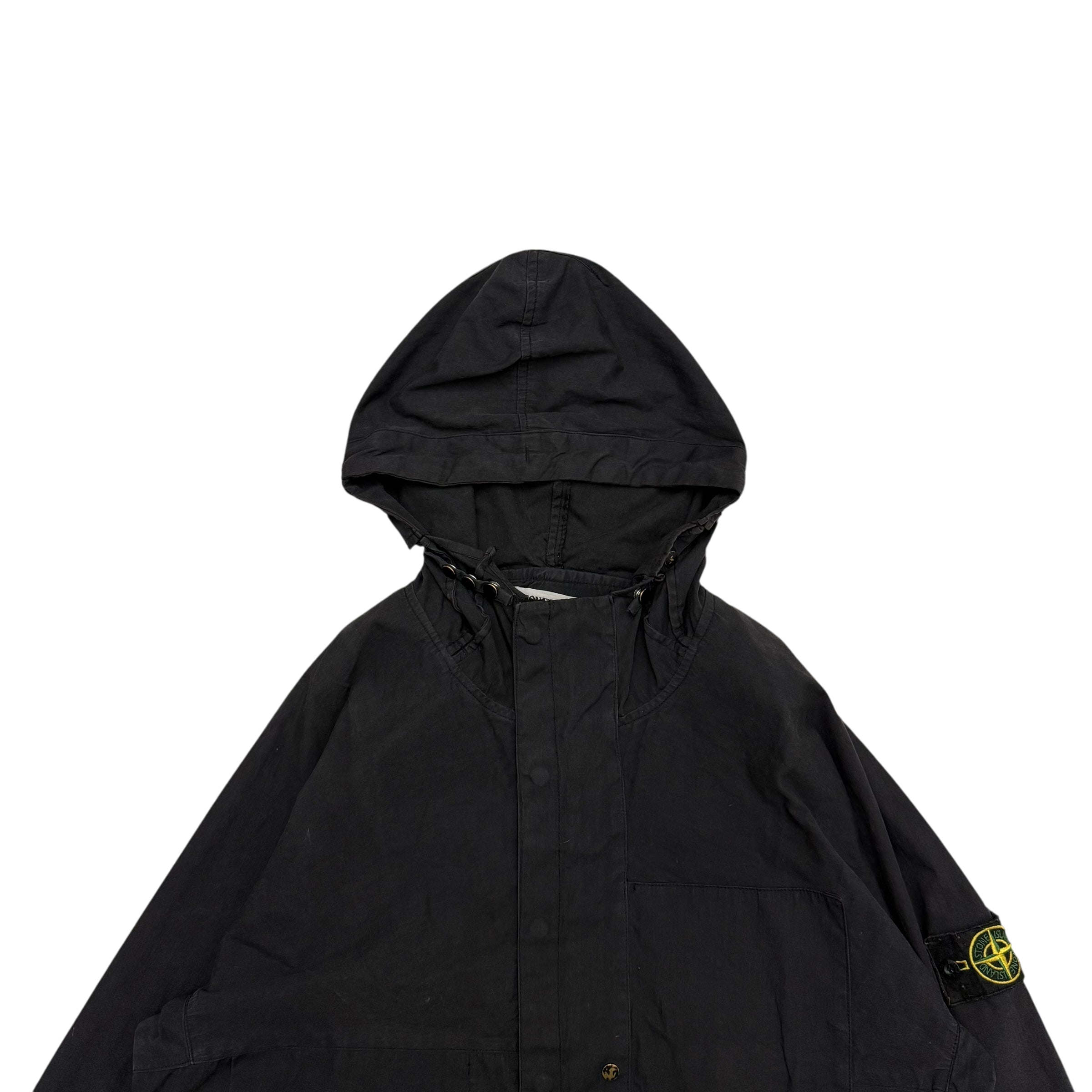 Stone Island SS 2004 Black Raso Gommato Jacket Black (Size L)