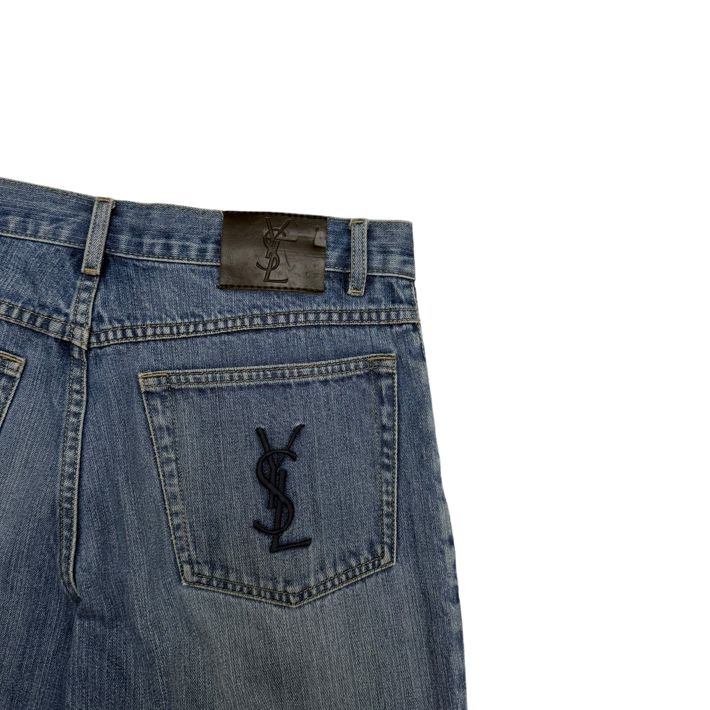 Yves Saint Laurent 2000s Embroidered Logo Jeans (Size 32”)