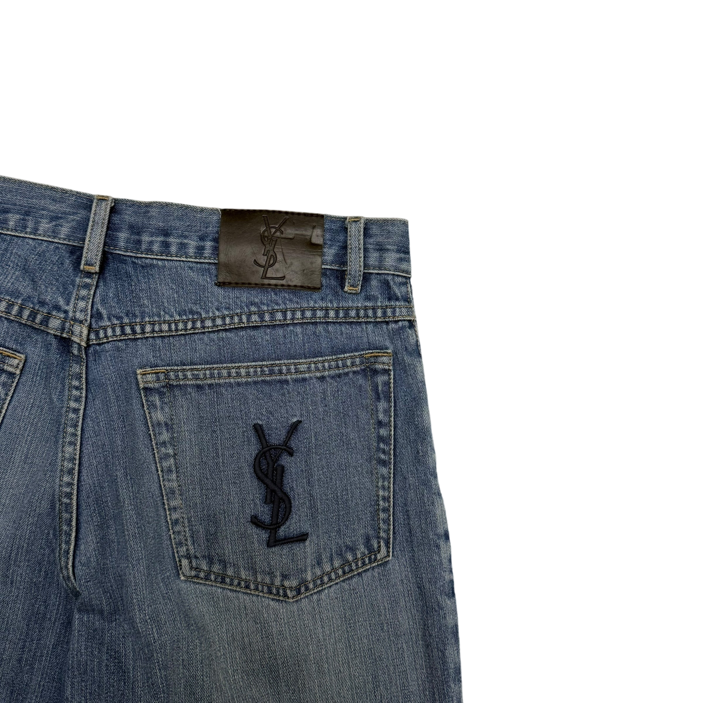 Yves Saint Laurent 2000s Embroidered Logo Jeans (Size 32”)