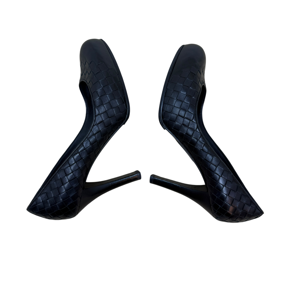 Bottega Veneta Woven Leather Heels Black (Size EU39)