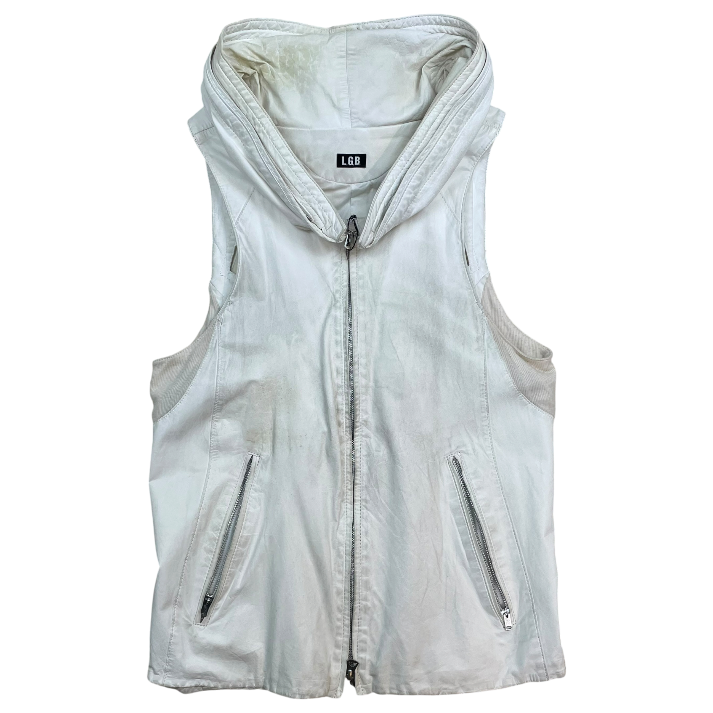 Le Grande Bleu (L.G.B.) Shark Bono12 Leather Vest Off-White (Size 2/M)